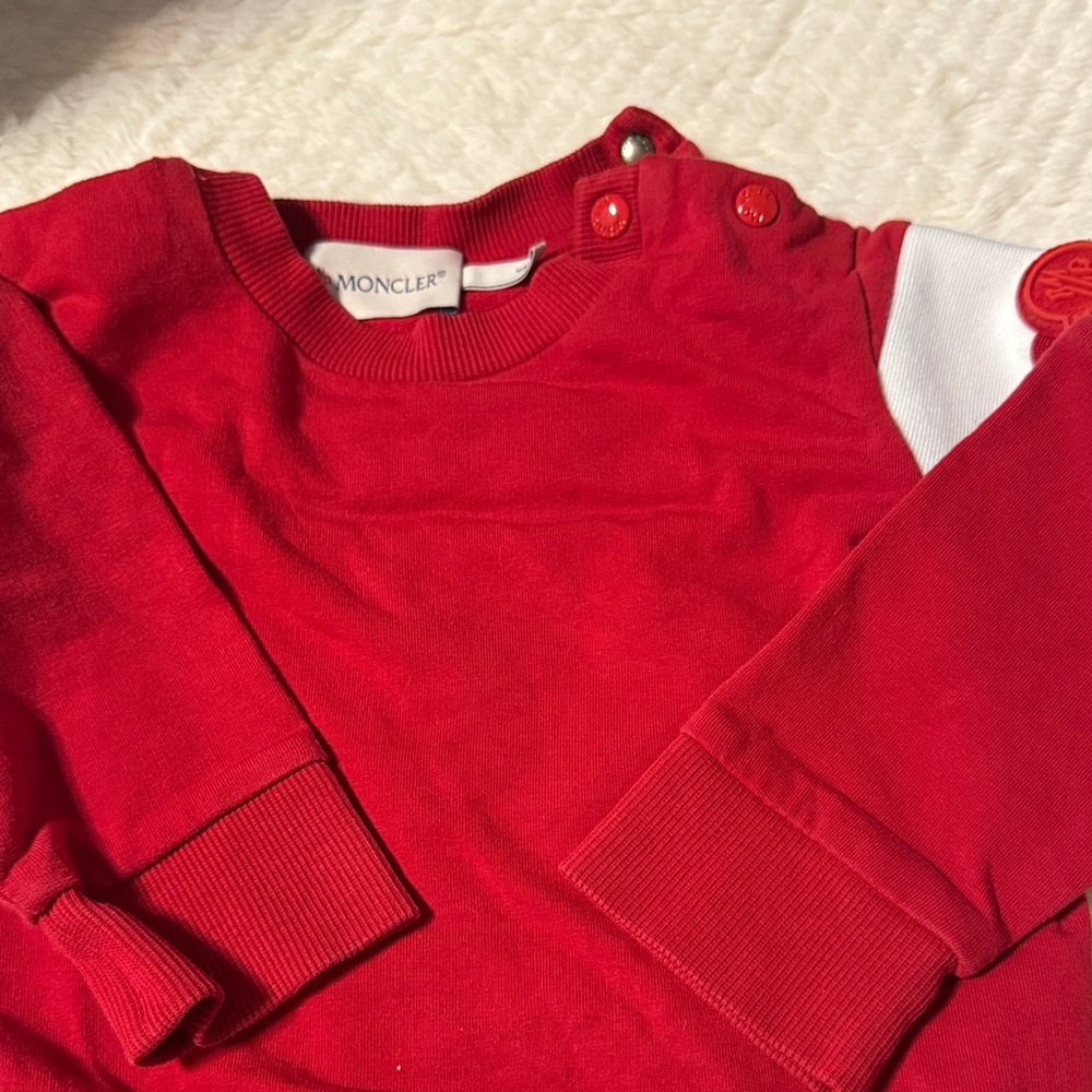 Moncler Kids Red Sweatshirt with Button Detail